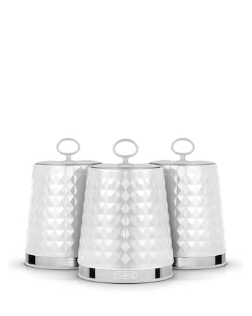 Tower Solitaire Set of 3 Canisters White