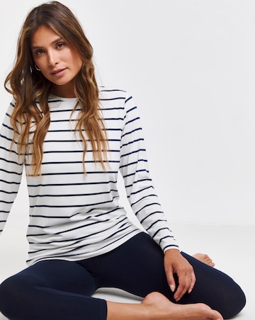 Pretty Secrets 2 Pack Thermal Long Sleeve Tops - Navy/Stripe