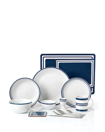 Waterside Blue Bistro 80 Piece Dinner Set