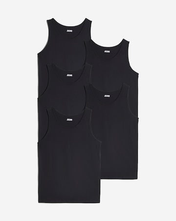 5 Pack Pure Cotton Vests- Black