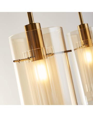 3 Light Bronze and Champagne/Frosted Double Glass Shade Ceiling Bar Pendant