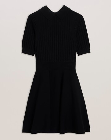 Ted Baker Textured Knit Skater Dress With Collar