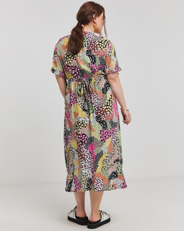Simply Be Multi Print Crinkle Wrap Midi Dress
