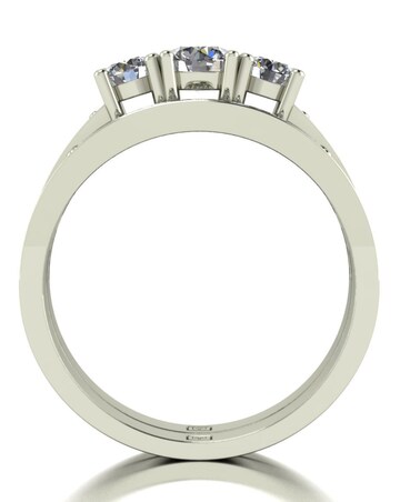 Moissanite 9CT White Gold Trilogy Ring