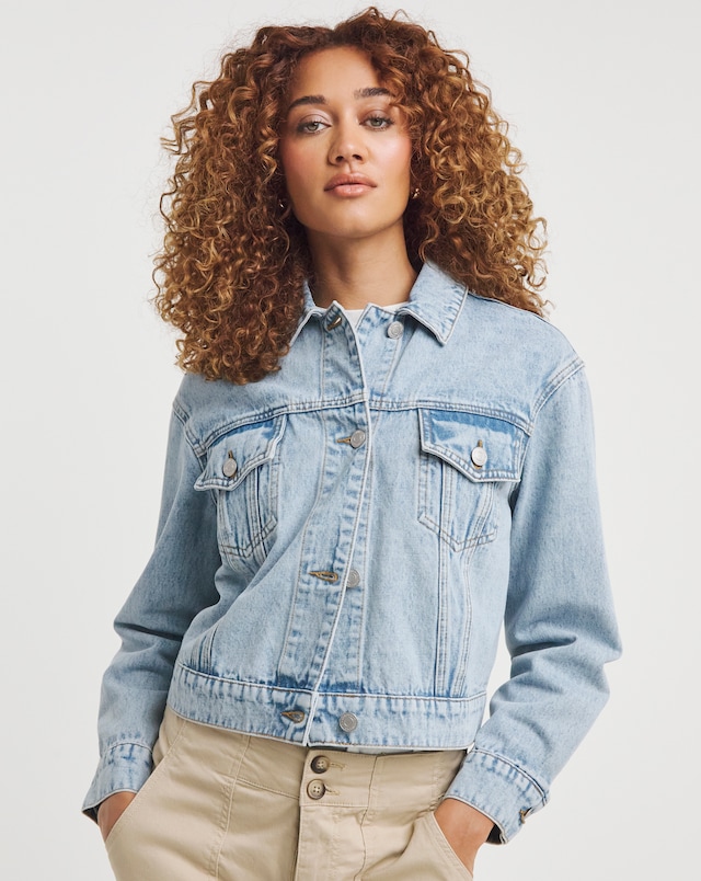 Light Blue Cropped Denim Jacket