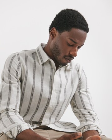 Long Sleeve Linen Blend Stripe Shirt
