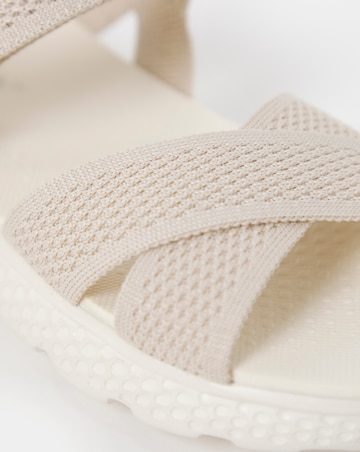 Cushion Walk Beige Knit Strappy Sandals - Wide Fit (E)