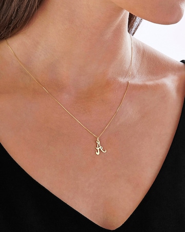 9 Carat Gold Initial Necklace - 16inch Chain