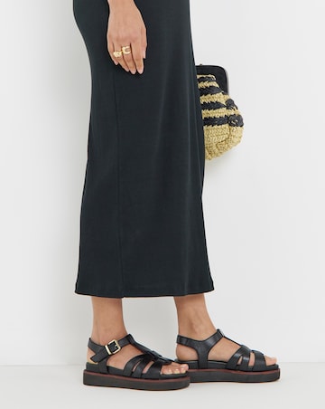 Fontana Leather T Bar Fisherman Sandals - Extra Wide Fit (EEE)