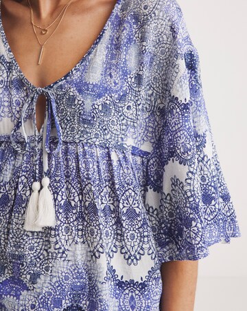 Joe Browns Ibiza Vibes Tassel Tie Boho Crinkle Top