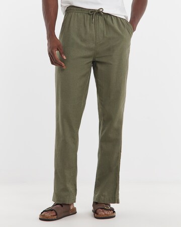 Linen Blend Elasticated Straight Fit Trouser