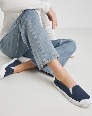 Simply Be Dalton Slip On Plimsole Trainers - Wide Fit (E)