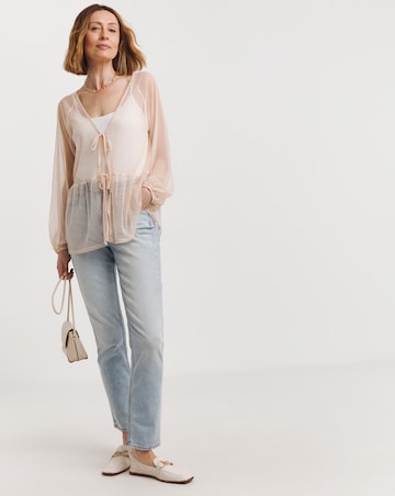 Blush Mesh Spot Dobby Blouse