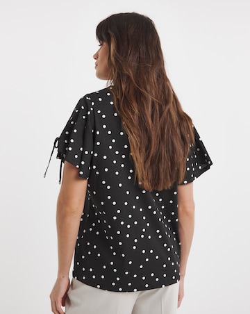 Pure Cotton Crew Neck Tie Sleeve T-Shirt