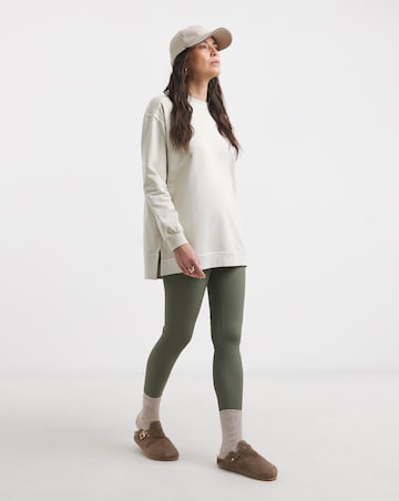 Warm Grey Seam Detail Longline Sweatshirt