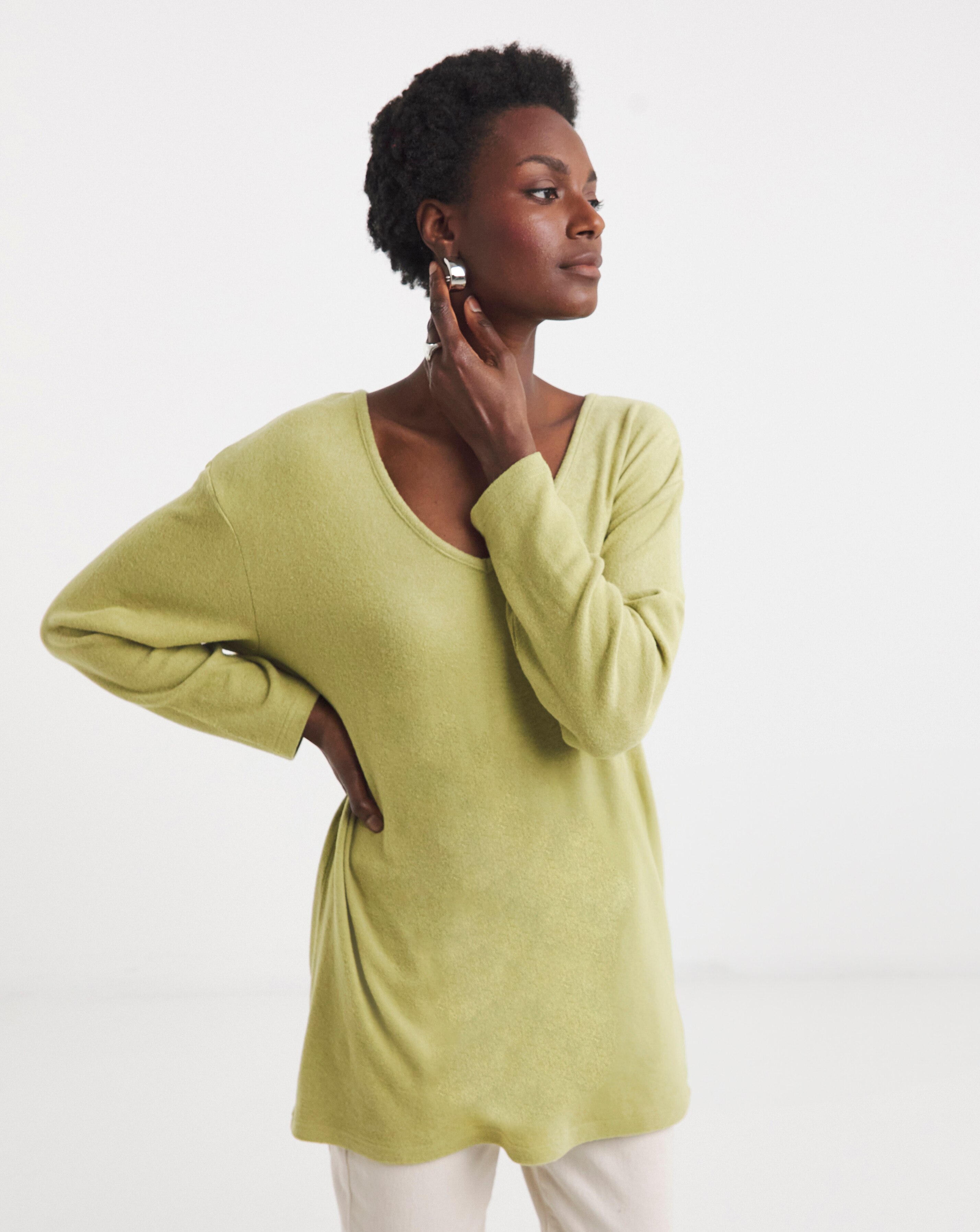 Soft Touch V-Neck Longline Top
