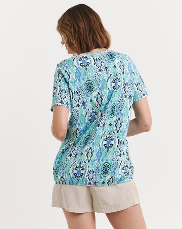 Printed Bubble Hem Short Sleeve Top