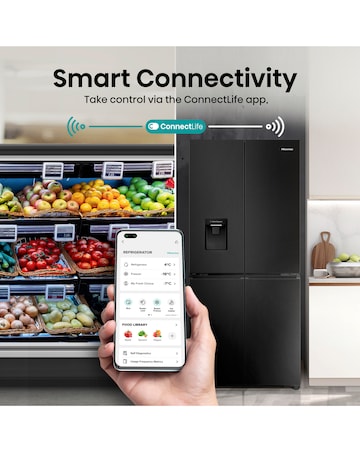 Hisense RQ5P470SMFE 80cm American 4 Door Fridge Freezer - Stainless Steel