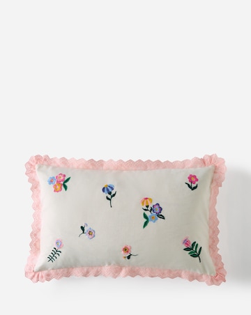 Ivy Floral Embroidered Boudoir Cushion