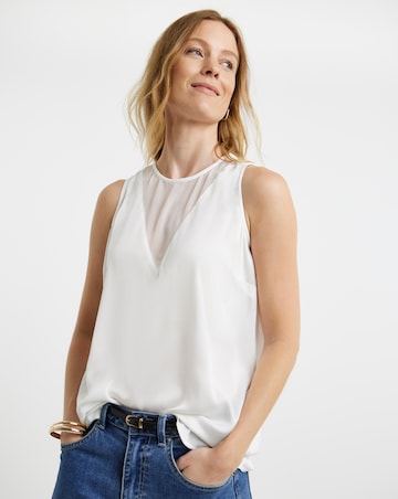 Satin Mix Sheer Vest