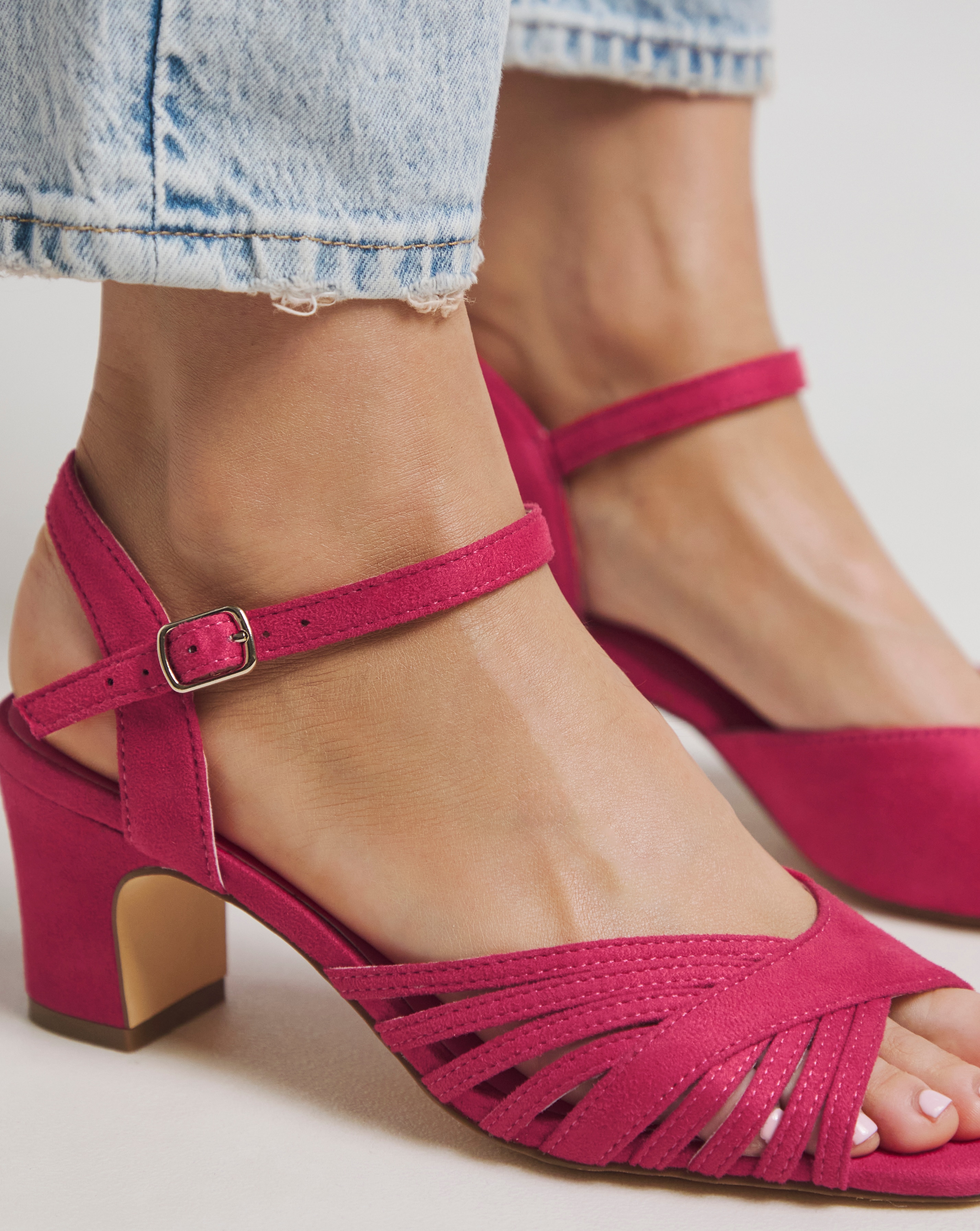 Gloria Strap Detail Low Heel Sandal Wide E Fit | JD Williams