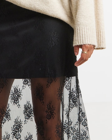 Simply Be Black Lace Full Maxi Skirt