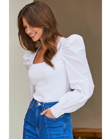 Sosandar Chiffon Sleeve Blouson Top