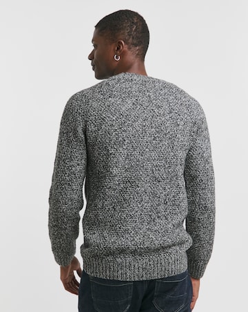 Grey Twist Wool Blend Crew Neck Jumper
