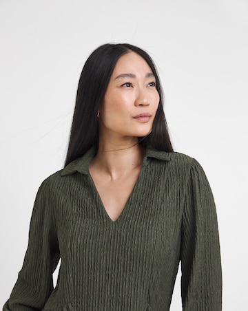 Textured Jersey Collared Dress