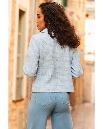 Sosandar Boucle Biker Jacket with Gold Zip