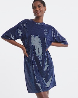 Short Sleeve Sparkle T-Shirt Dress