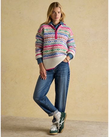 Joules Allway Patterened 1/4 Zip Jumper