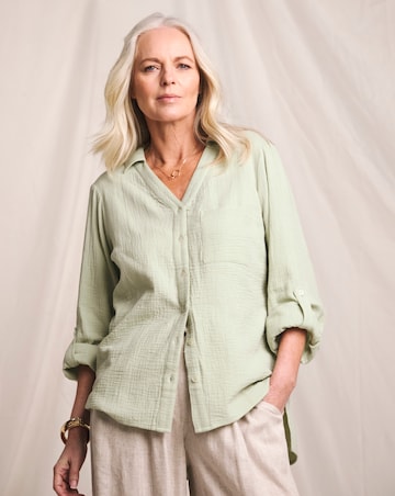 Julipa Longline Pure Cotton Textured Shirt