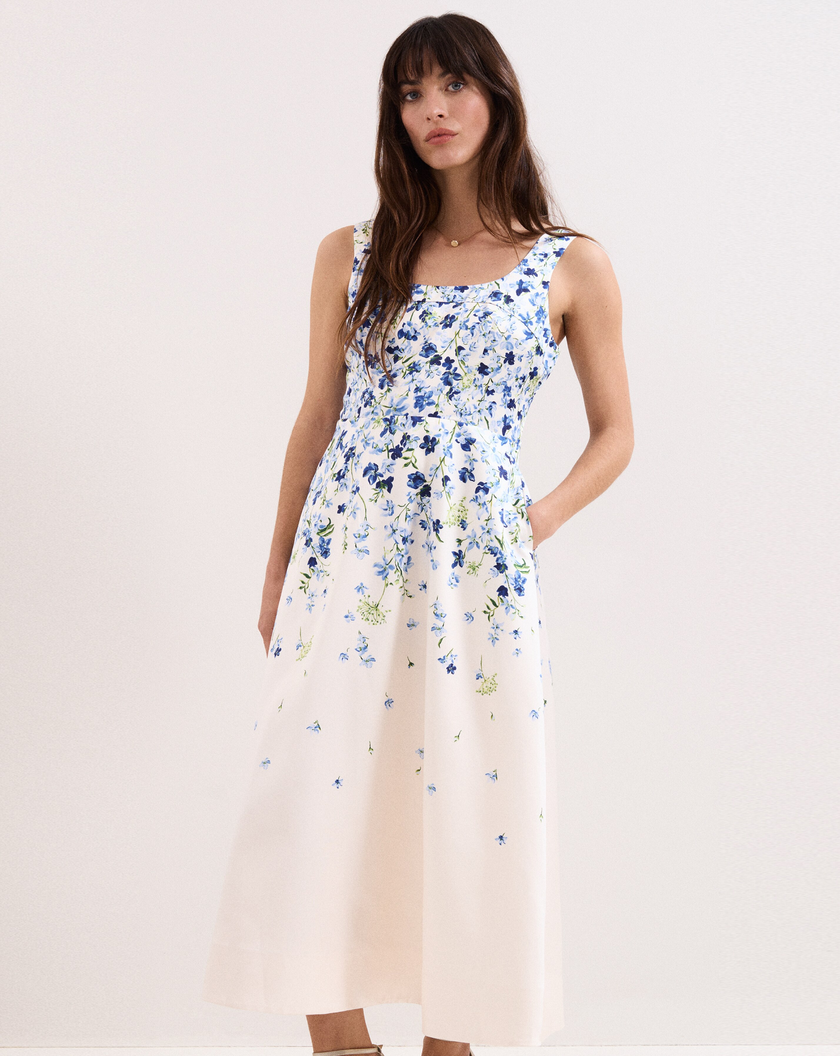 Phase Eight Orla Satin Placement Midi Dress | JD Williams