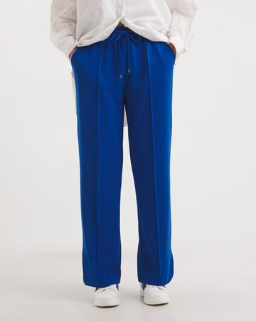 Blue Relaxed Scuba Crepe Pull On Wide Leg Trouser