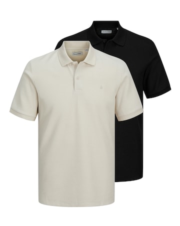 Jack & Jones Austin Waffle Polo 2 Pack - Black/Cream