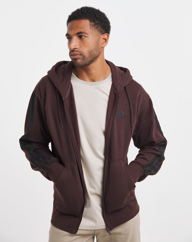adidas 3 Stripes Fleece Full Zip Hoodie