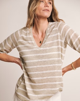 Anthology V-Neck Linen Mix T-Shirt