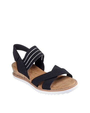 Skechers Black Bobs Desert Kiss Mesh Strap Sandals- Wide Fit (E)