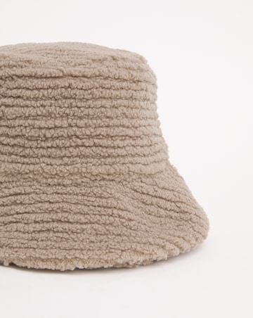 Beige Borg Bucket Hat