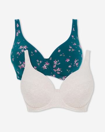 Slimma (2 Pack) Cotton Full Cup Wired Bras (B-G) Floral Print