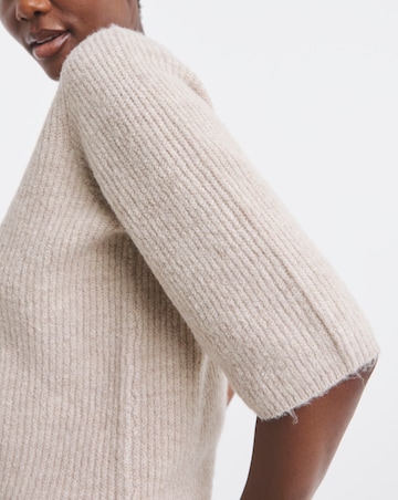 Oatmeal Ribbed Short Sleeve Jumper
