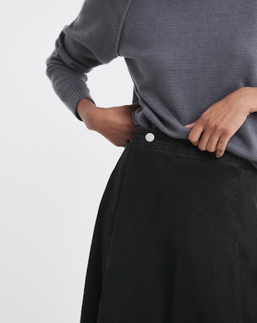 Denim Black Full Pleat Denim Skirt