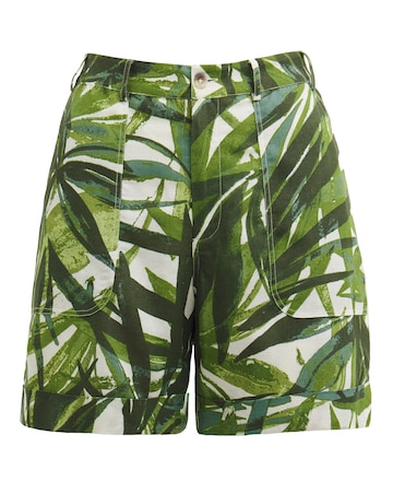 Green Palm Print Bermuda Short