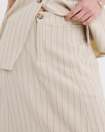 Stripe Linen Mix Midaxi Skirt