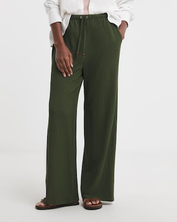 Crinkle Jersey Wide Leg Pull On Trouser