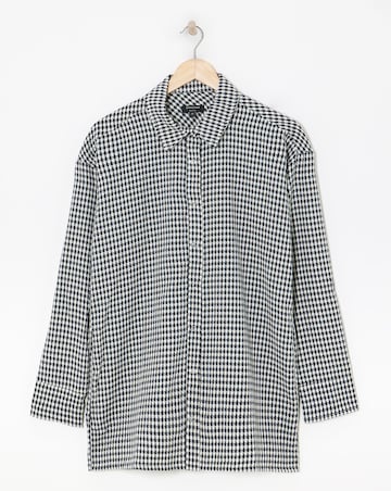 Twill Houndstooth Long Sleeve Shacket