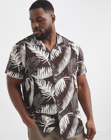 Leaf Print Revere Collar Shirt