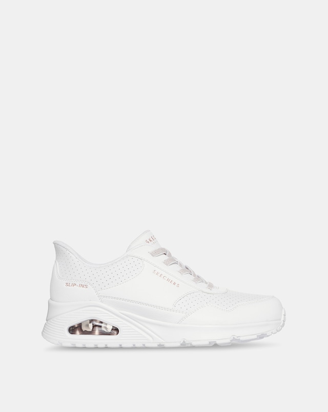 Skechers White  Uno Banksia Slip In Luxe Trainers - Wide Fit (E)
