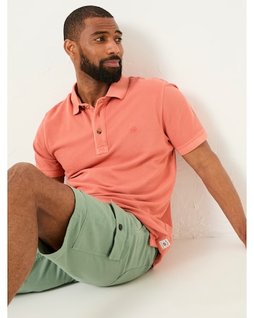 FatFace Easton Slub Short Sleeve Polo - Orange